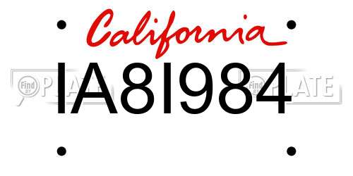IA8I984 California License Plate
