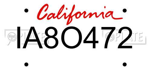 IA8O472 California License Plate