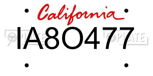 IA8O477 California License Plate