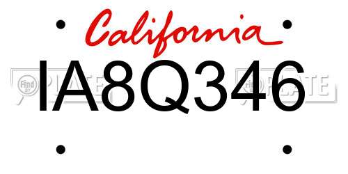 IA8Q346 California License Plate