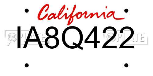IA8Q422 California License Plate
