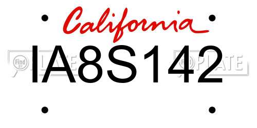 IA8S142 California License Plate