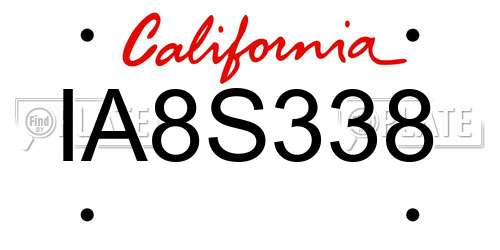 IA8S338 California License Plate