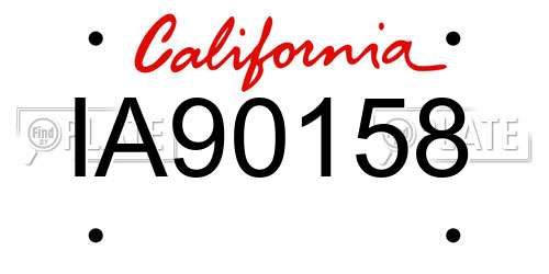 IA90158 California License Plate