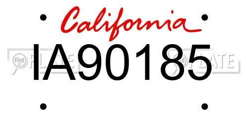 IA90185 California License Plate