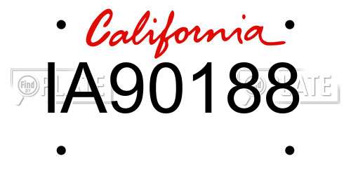 IA90188 California License Plate