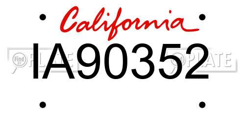 IA90352 California License Plate