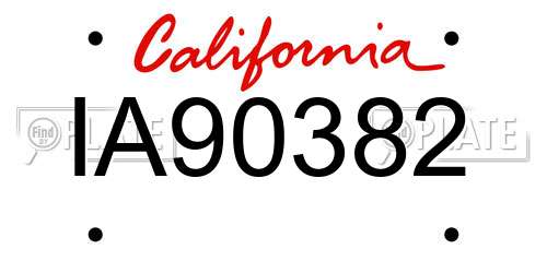 IA90382 California License Plate