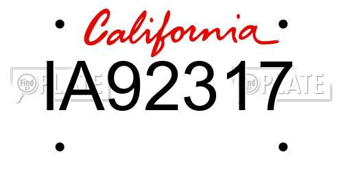 IA92317 California License Plate