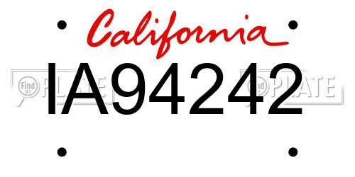 IA94242 California License Plate