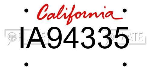 IA94335 California License Plate