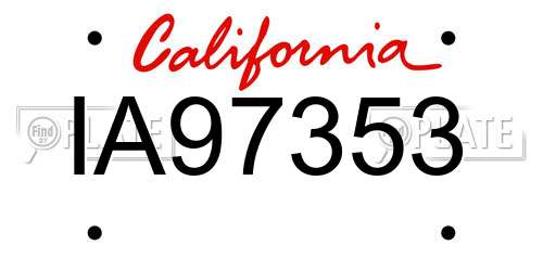 IA97353 California License Plate