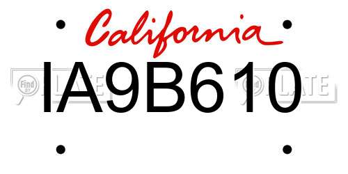 IA9B610 California License Plate