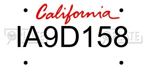 IA9D158 California License Plate