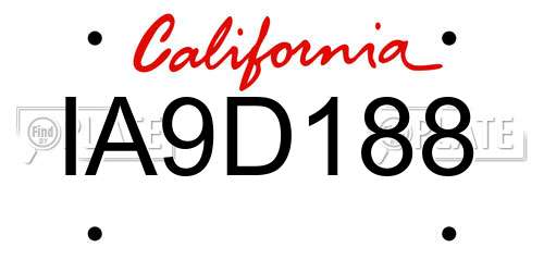 IA9D188 California License Plate
