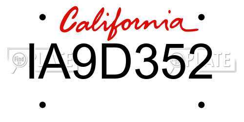 IA9D352 California License Plate