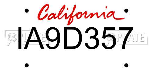 IA9D357 California License Plate