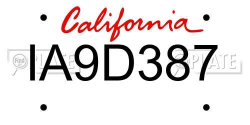 IA9D387 California License Plate