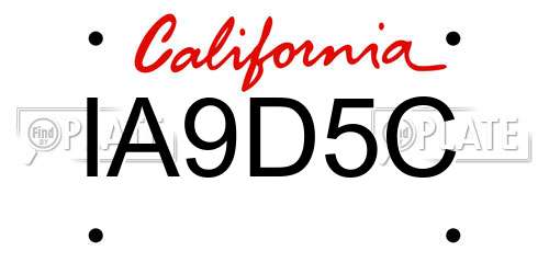 IA9D5C California License Plate