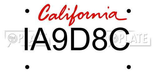 IA9D8C California License Plate