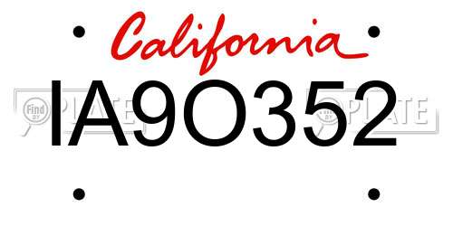 IA9O352 California License Plate