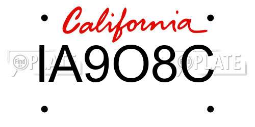 IA9O8C California License Plate