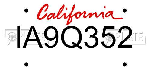 IA9Q352 California License Plate