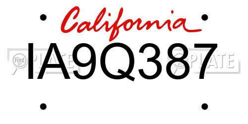 IA9Q387 California License Plate