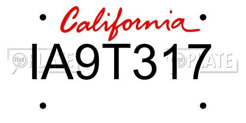 IA9T317 California License Plate