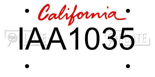IAA1035 California License Plate