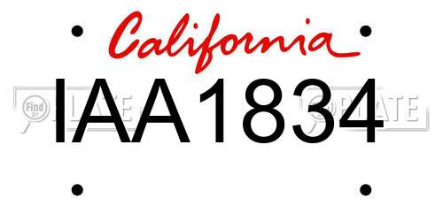 IAA1834 California License Plate
