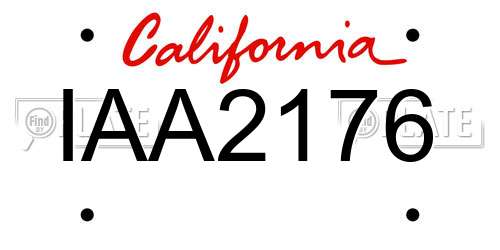 IAA2176 California License Plate