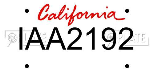 IAA2192 California License Plate