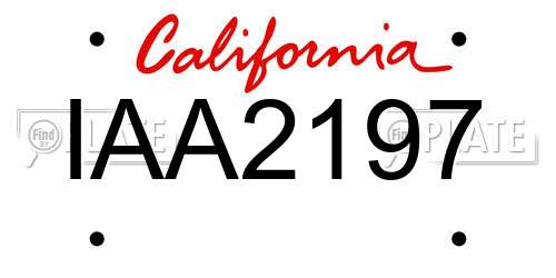 IAA2197 California License Plate