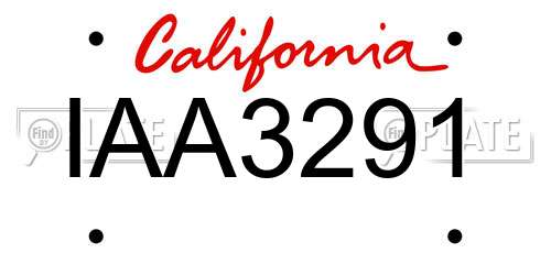 IAA3291 California License Plate