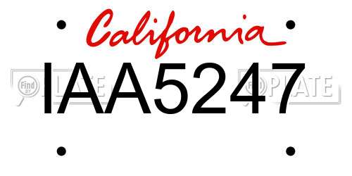 IAA5247 California License Plate