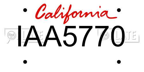 IAA5770 California License Plate