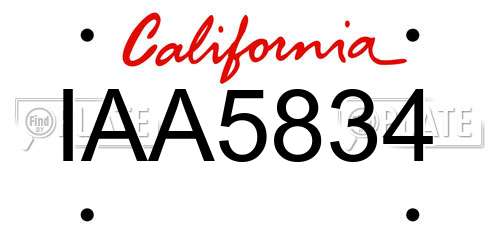 IAA5834 California License Plate