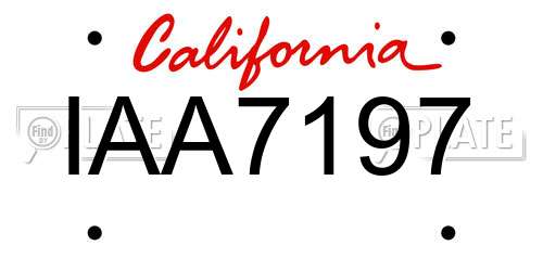 IAA7197 California License Plate