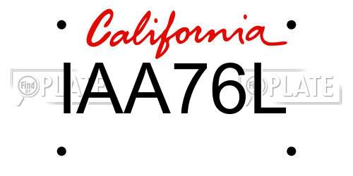 IAA76L California License Plate
