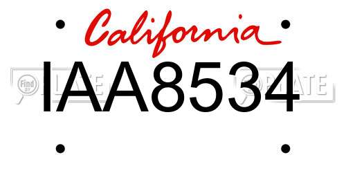 IAA8534 California License Plate