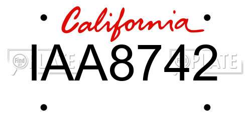 IAA8742 California License Plate