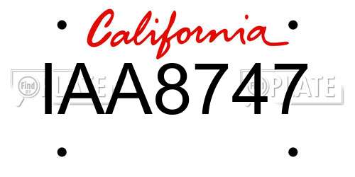 IAA8747 California License Plate