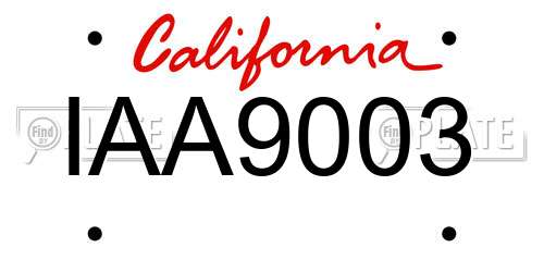 IAA9003 California License Plate