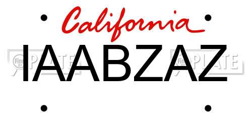 IAABZAZ California License Plate