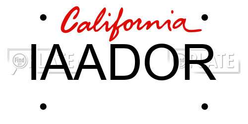 IAADOR California License Plate