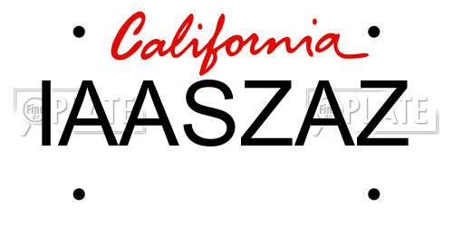 IAASZAZ California License Plate