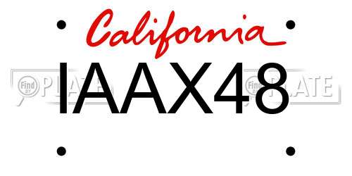 IAAX48 California License Plate
