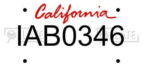 IAB0346 California License Plate