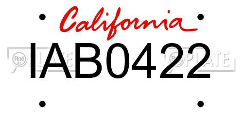 IAB0422 California License Plate